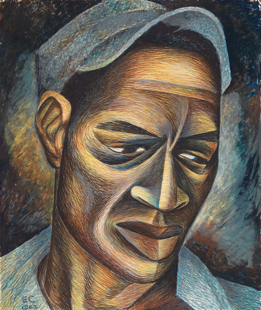 Appraisal: ELIZABETH CATLETT - War Worker Tempera on paper mounted to