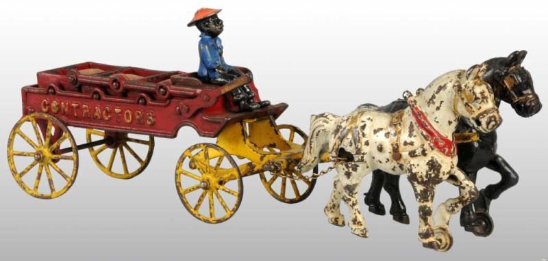 Appraisal: Cast Iron Kenton Contractors Dumping Wagon Toy Description Pulled by