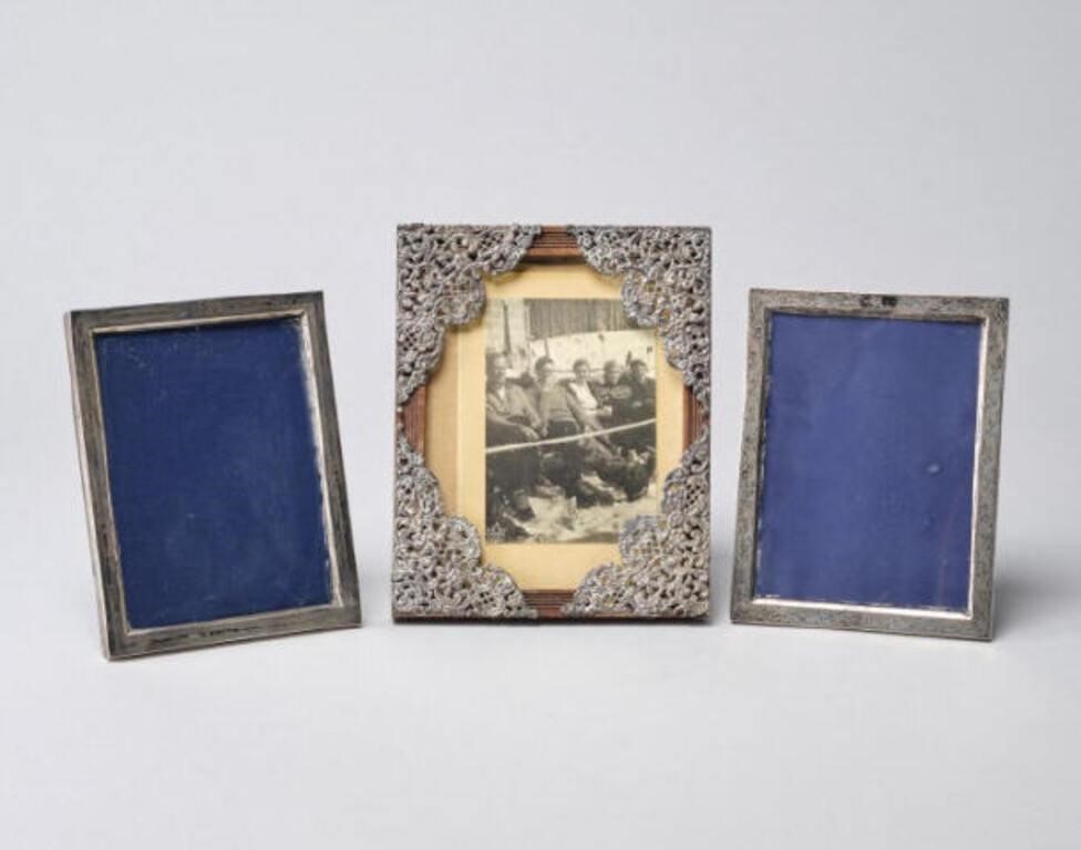 Appraisal: A lot of three sterling silver photo frames a Birks