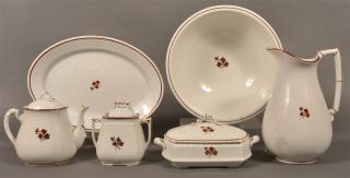 Appraisal: Pcs of Copper Lustre Tea Leaf Pattern China Six Pieces