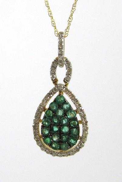 Appraisal: EMERALD AND DIAMOND PENDANT NECKLACE suspended on an inch k