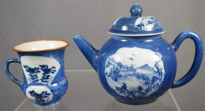 Appraisal: th c Chinese porcelain teapot and cup fan shaped design