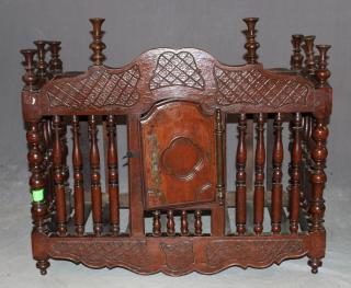 Appraisal: French Provincial panetiere in carved walnut French Provincial panetiere in