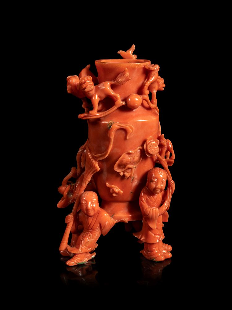 Appraisal: A Carved Red Coral 'Boy' Snuff Bottle Height in cm