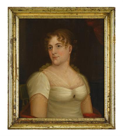 Appraisal: AMERICAN SCHOOL - PORTRAIT OF A LADY IN WHITE DRESS