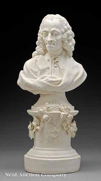 Appraisal: A French Biscuit Bust of Voltaire th c set on