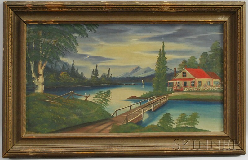 Appraisal: Early th Century American School Oil on Panel Landscape with