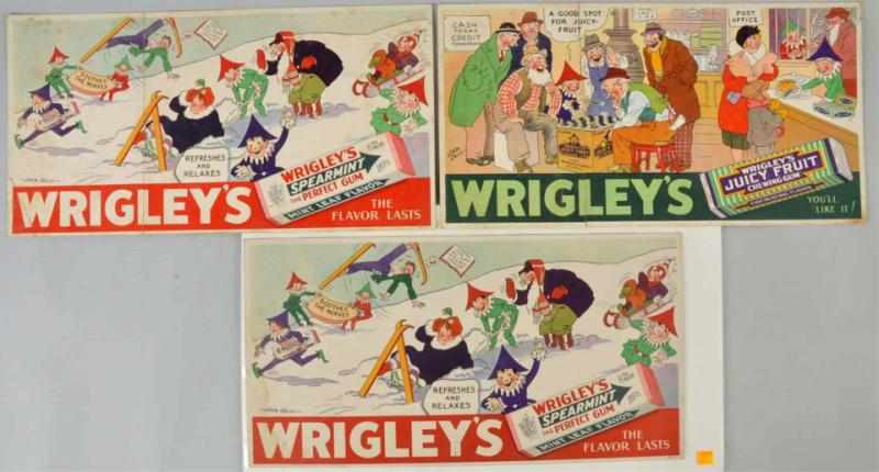 Appraisal: Lot of Cardboard Wrigley's Trolley Signs All three feature artwork