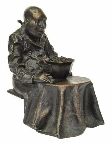 Appraisal: Patinated bronze sculpture Gluttony signed Le Flohic Blanchet Fondeur E