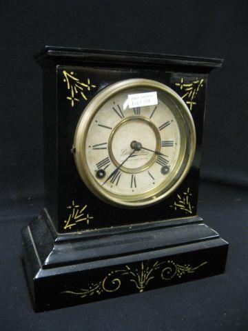 Appraisal: Ansonia Mantle Clock black metal case retailed by Lambert Brothers