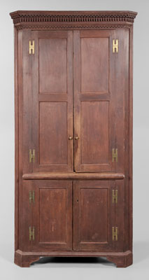 Appraisal: Southern Red-Painted Corner Cupboard attributed to Augusta Georgia late th