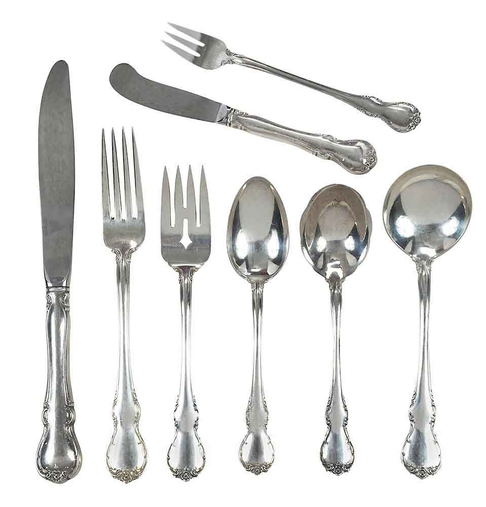 Appraisal: French Provincial Sterling Flatware Pieces American th century eight in