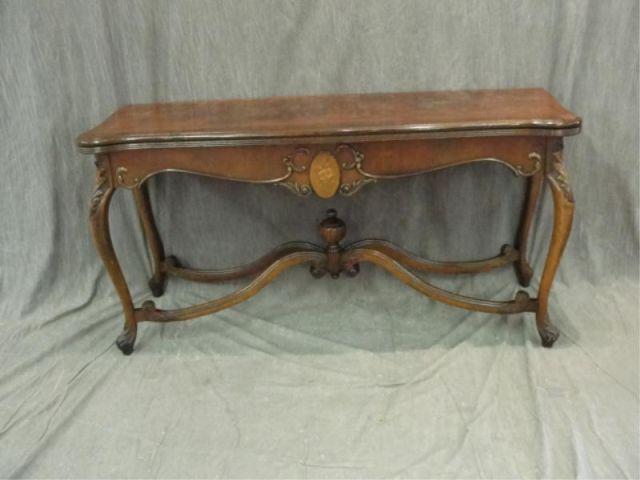 Appraisal: Flip Top Inlaid and Banded Console Table From a White