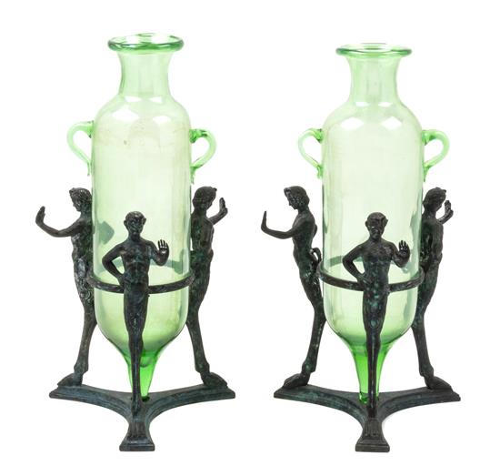 Appraisal: Sale Lot A Pair of Venetian Blown Glass Amphorae after