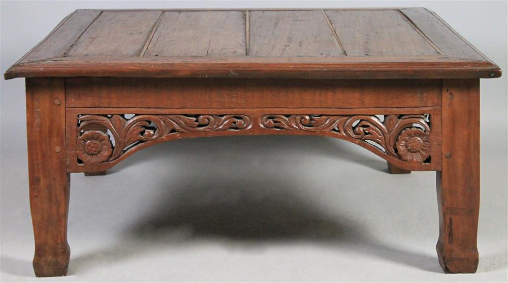 Appraisal: JAVANESE SQUARE COFFEE OR LOW TABLE having a square top