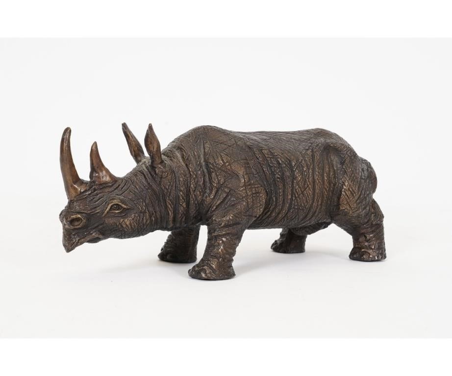 Appraisal: Small bronze rhinocerous th c unsigned h x l x