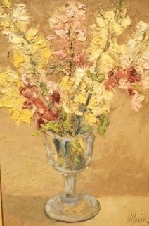 Appraisal: HARRY HERING Antique Oil Painting Floral Still Li HARRY HERING