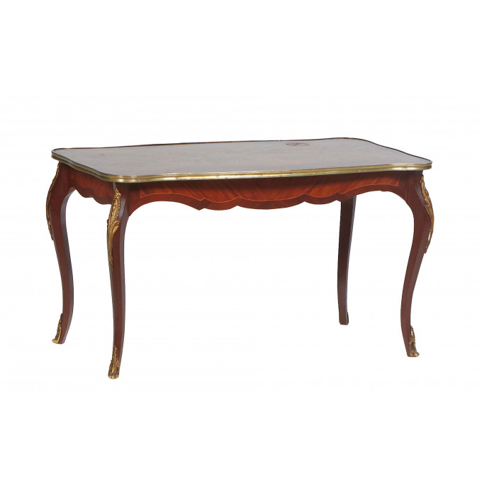 Appraisal: French Louis XV Style Ormolu Mounted Inlaid Mahogany Coffee Table