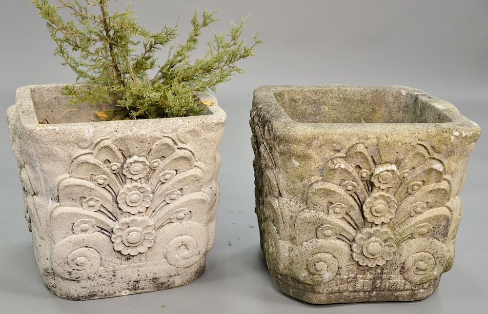 Appraisal: Two cement pots ht in wd in Provenance From an