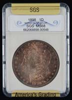 Appraisal: ONE GRADED CASED MORGAN SILVER DOLLAR Graded by SGS MS