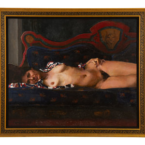 Appraisal: Douglas Ferrin American b Untitled Recumbent Nude oil on canvas