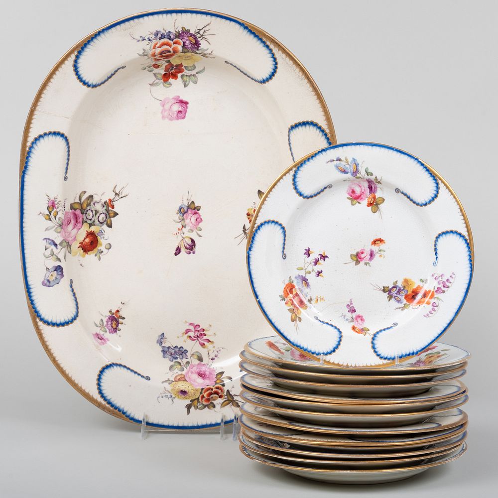 Appraisal: Set of Twelve Derby Gilt and Flower Decorated Plates and