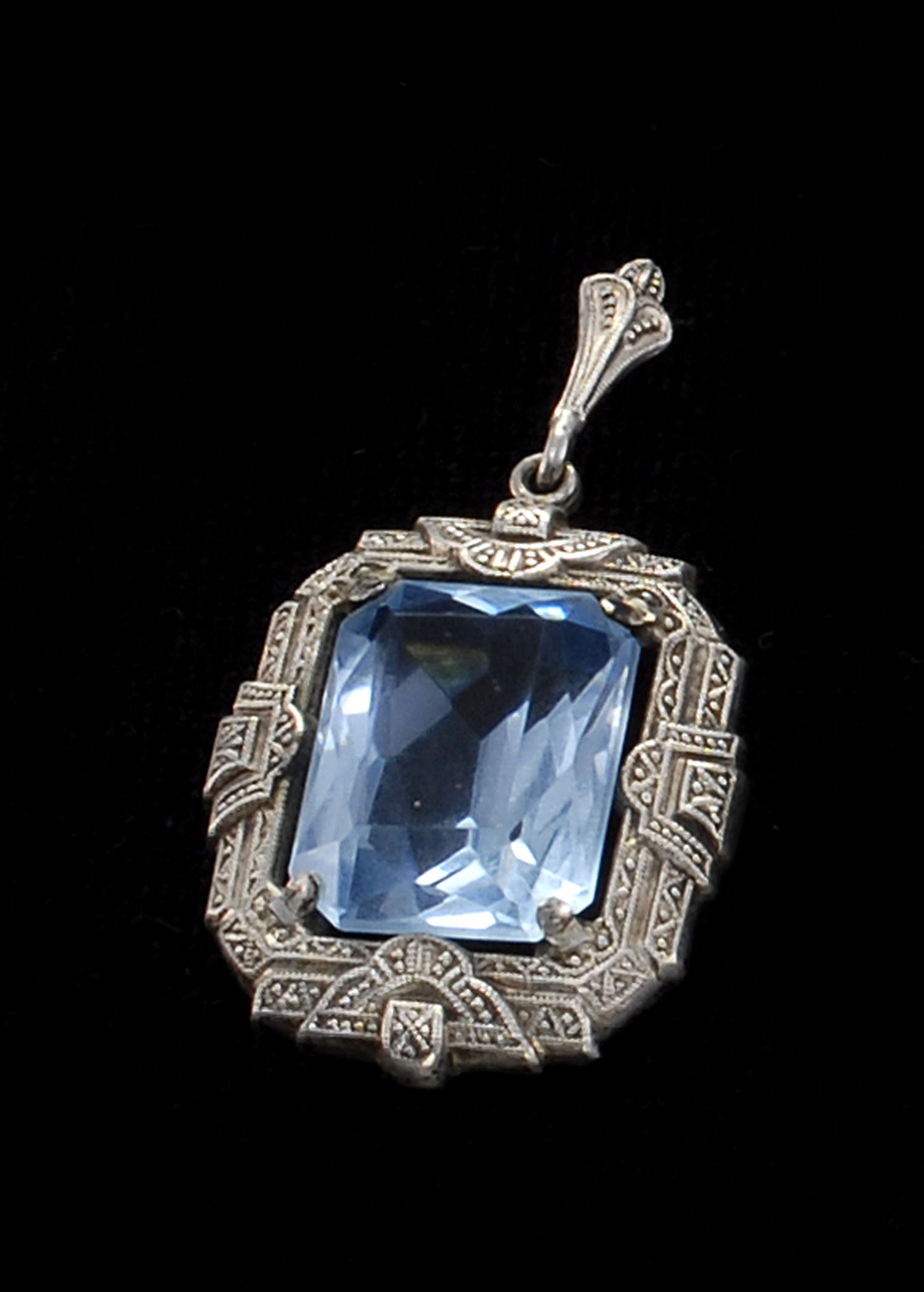 Appraisal: AQUAMARINE PENDANT BY HERMANN SCHMIDT-STAUB German 'sWith emerald-cut aquamarine With