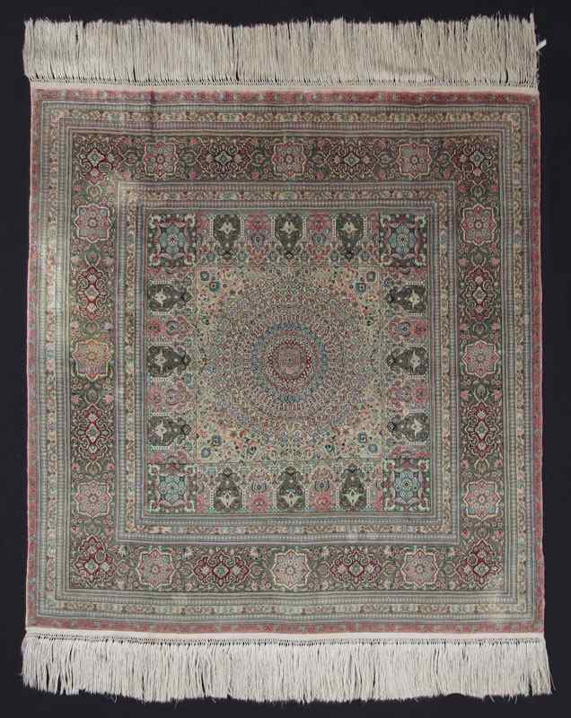 Appraisal: MODERN TURKISH HEREKE HAND KNOTTED SILK ON SILK RUG '