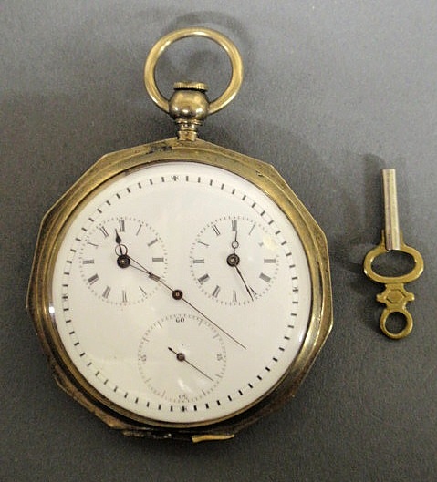 Appraisal: Metal octagonal cased pocket watch the back engraved Robert Haskell