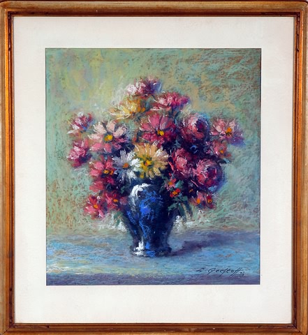 Appraisal: Floral still life pastel x sight SLR L Gechtoff '