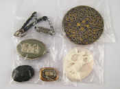 Appraisal: A mixed lot comprising a mourning brooch two cameos a