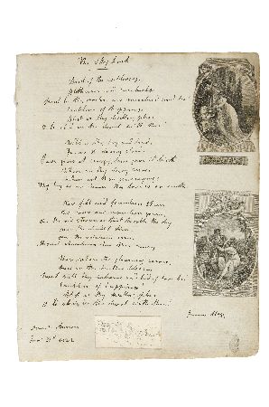 Appraisal: Hogg James The skylark autograph manuscript poem in four verses