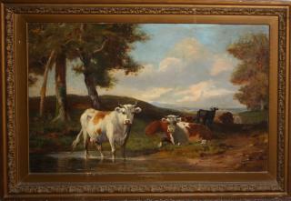 Appraisal: Robert Atkinson Fox American - Pastoral with resting cows by