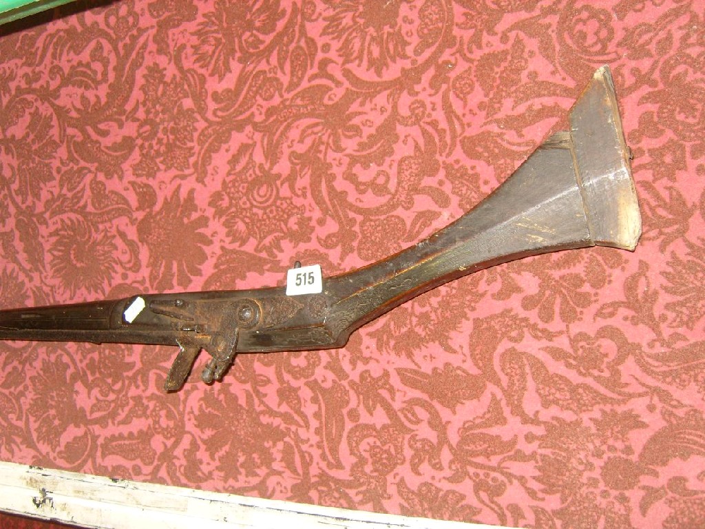 Appraisal: A th century North African flint lock rifle with simple