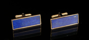 Appraisal: A Pair of k Gold Lapis Lazuli Cufflinks k yellow