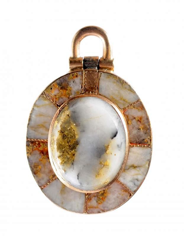 Appraisal: Solid Gold Gold Quartz Fob Circa Decorated on both sides