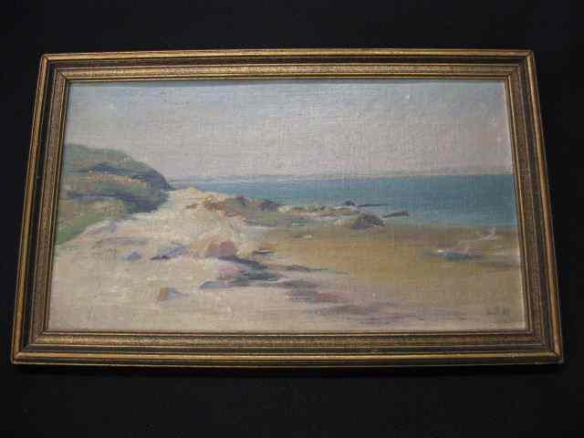 Appraisal: Oil Painting coastal scene rocky shoreline artist initialed L B