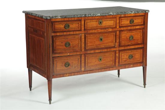 Appraisal: INLAID MARBLE TOP CHEST OF DRAWERS France nd half- th