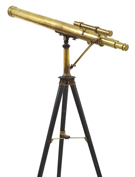 Appraisal: A BRASS CASED ASTRONOMICAL TELESCOPE ON STAND CIRCA together with