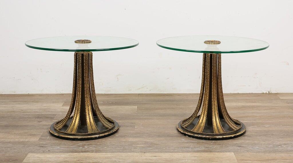 Appraisal: Pair of Hollywood Regency style side tables th century Metal