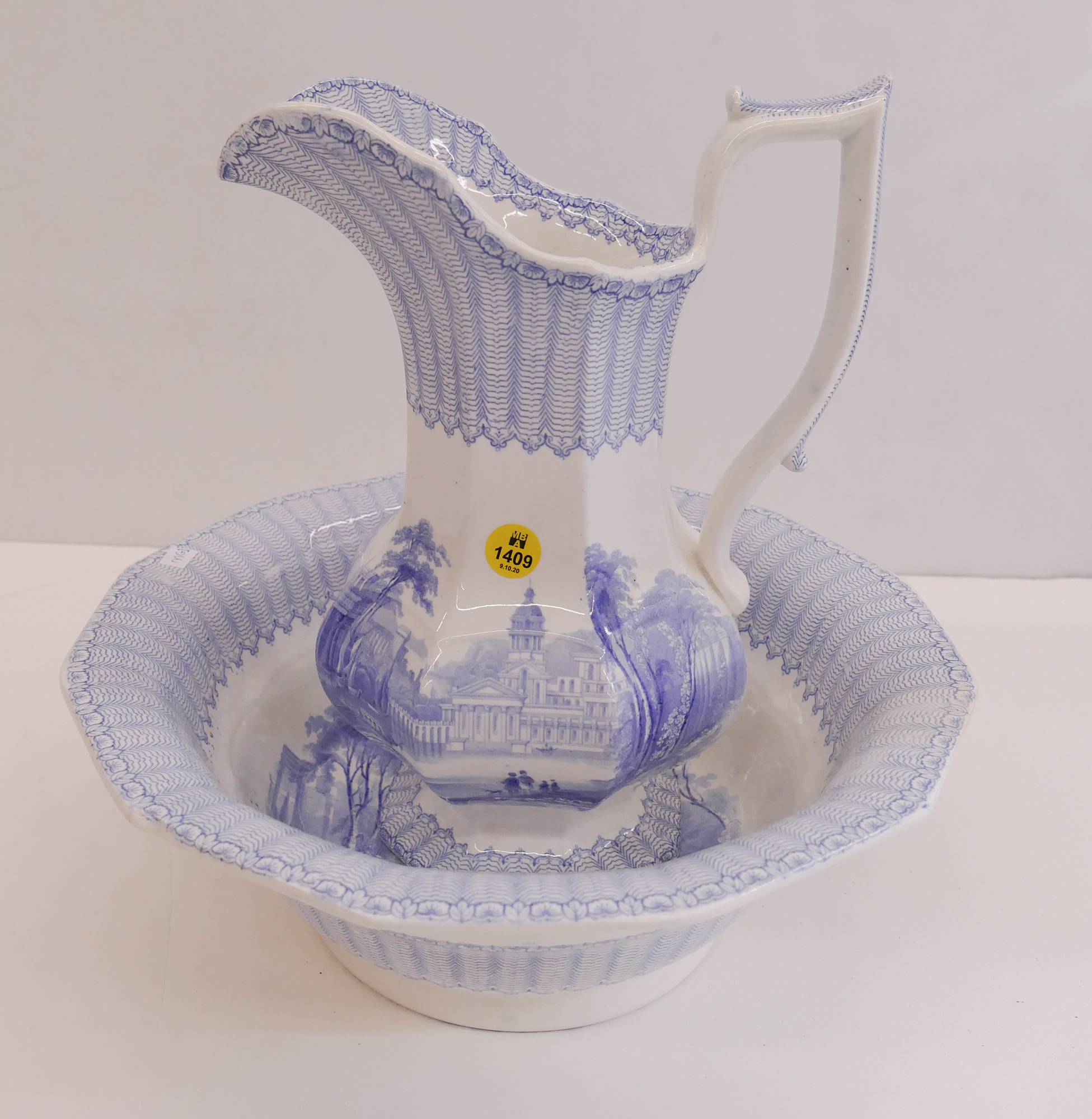 Appraisal: pc G Phillips Ironstone Pitcher and Bowl Corinth Transferware Platter