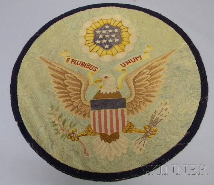 Appraisal: Wool Hooked Rug with Emblem of the United States circular