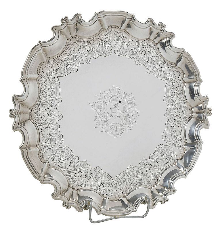 Appraisal: George II English Silver Salver London scalloped rim and engraved