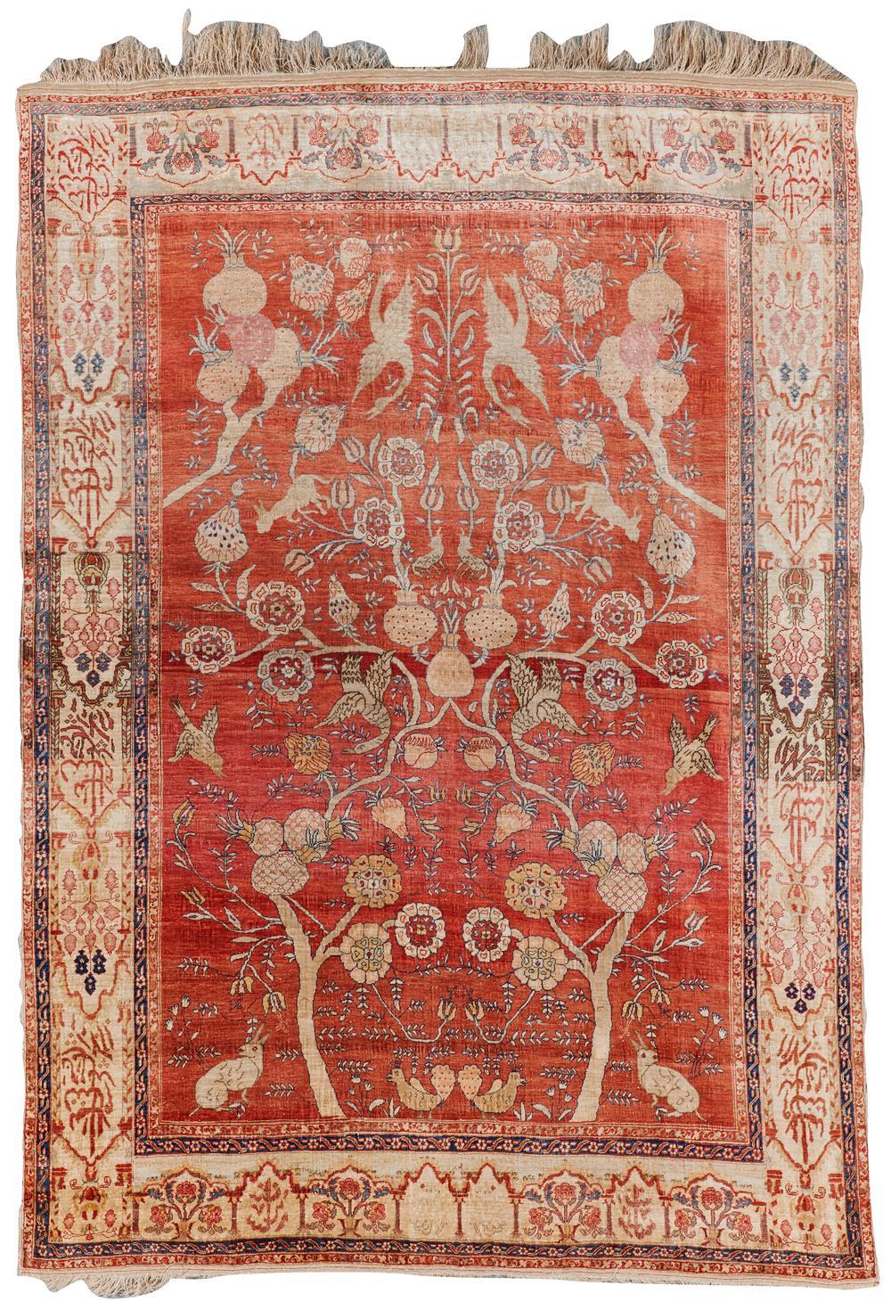 Appraisal: Silk Tabriz Tree of Life Rug Persia late th century