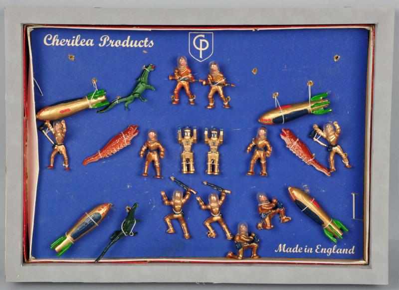 Appraisal: Diecast Cherilea Spacemen Set Description Circa s Very Scarce Largest