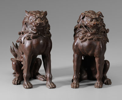 Appraisal: Pair Bronze Guardian Dogs Komainu Japanese late th early th