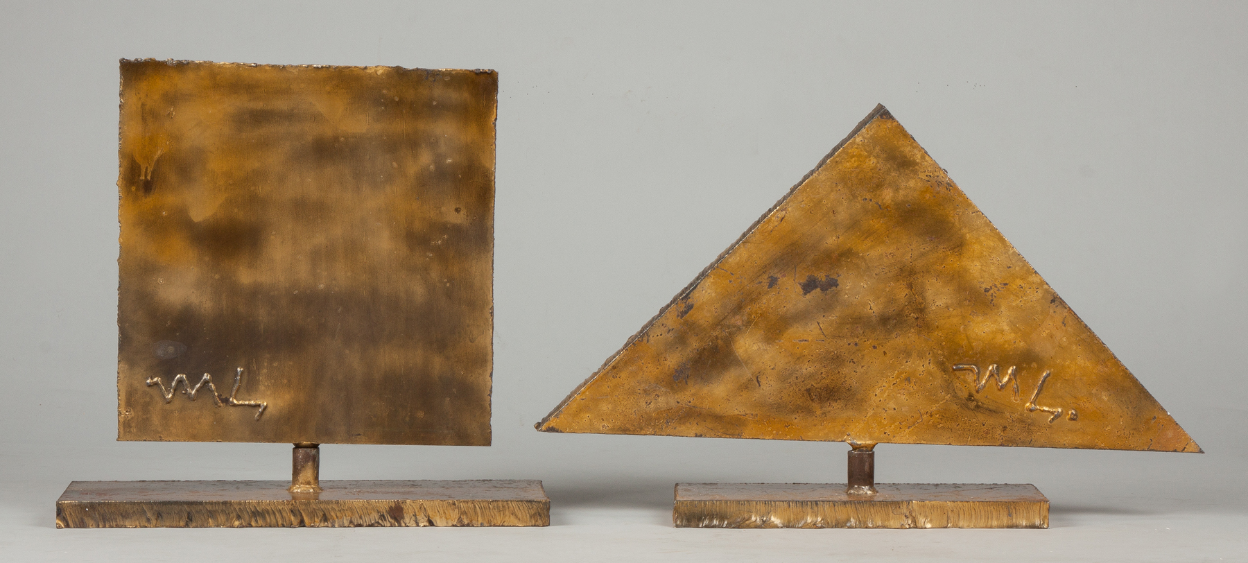 Appraisal: Mathias Goeritz Mexican - Triangular Torch-cut Steel Sculpture Welded signature