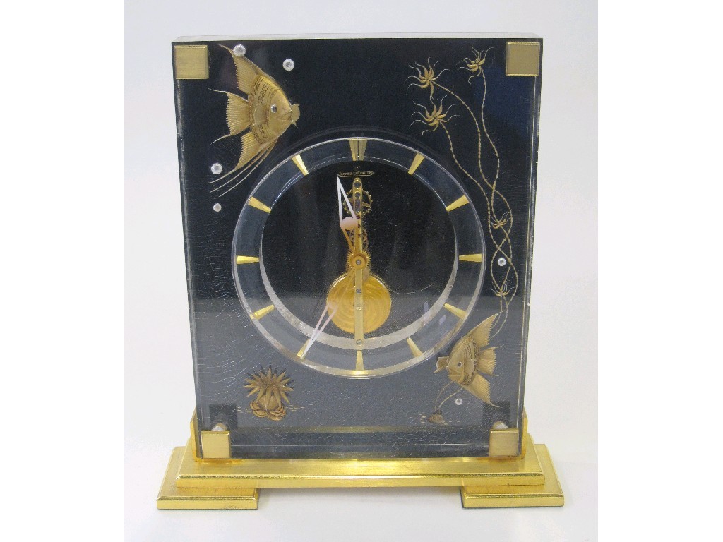 Appraisal: Jaeger LeCoultre Aquarium clock the translucent body set with gold