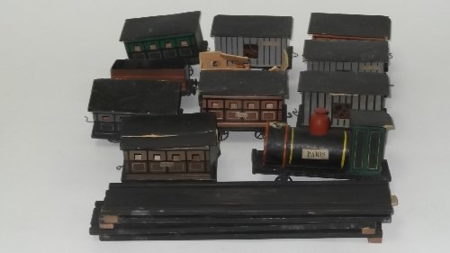 Appraisal: A French wooden goods train set