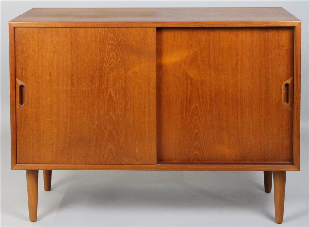 Appraisal: DANISH MODERN TEAK SIDEBOARD the teak rectangular cabinet with sliding